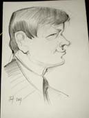 Шарж мужчины углем, нарисованный Мишелем на свадьбе Минск