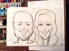 Шарж Димы и Ани маркером и черным карандашом от Мишеля
