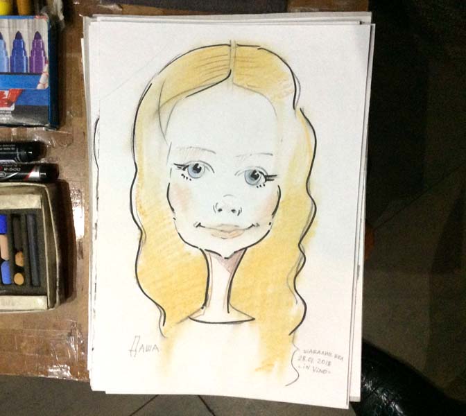 Шарж Даши пастелью и фломастерами от шаржиста Михаила Шабалина 