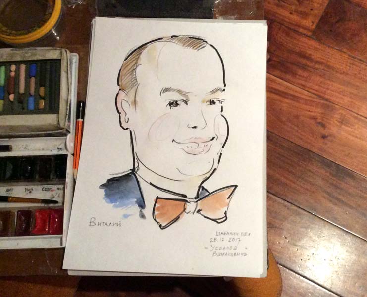 Добрая карикатура Виталия, нарисованная акварелью