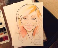 Свадебный шарж Ирины пастелью и фломастерами