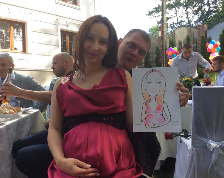 Беременная жена Григория получила свой шарж от Мишеля